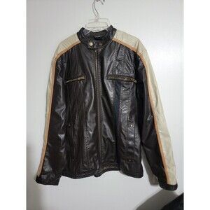 Point Zero Collection Medium Vegan Faux Black Biker Style Men Leather Jacket